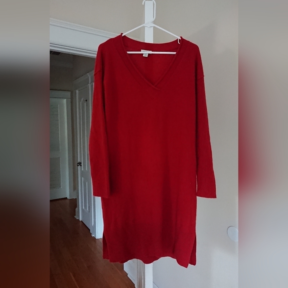 sundance orange tillie 100% cashmere long sleeve dress V-Neck Dress size M